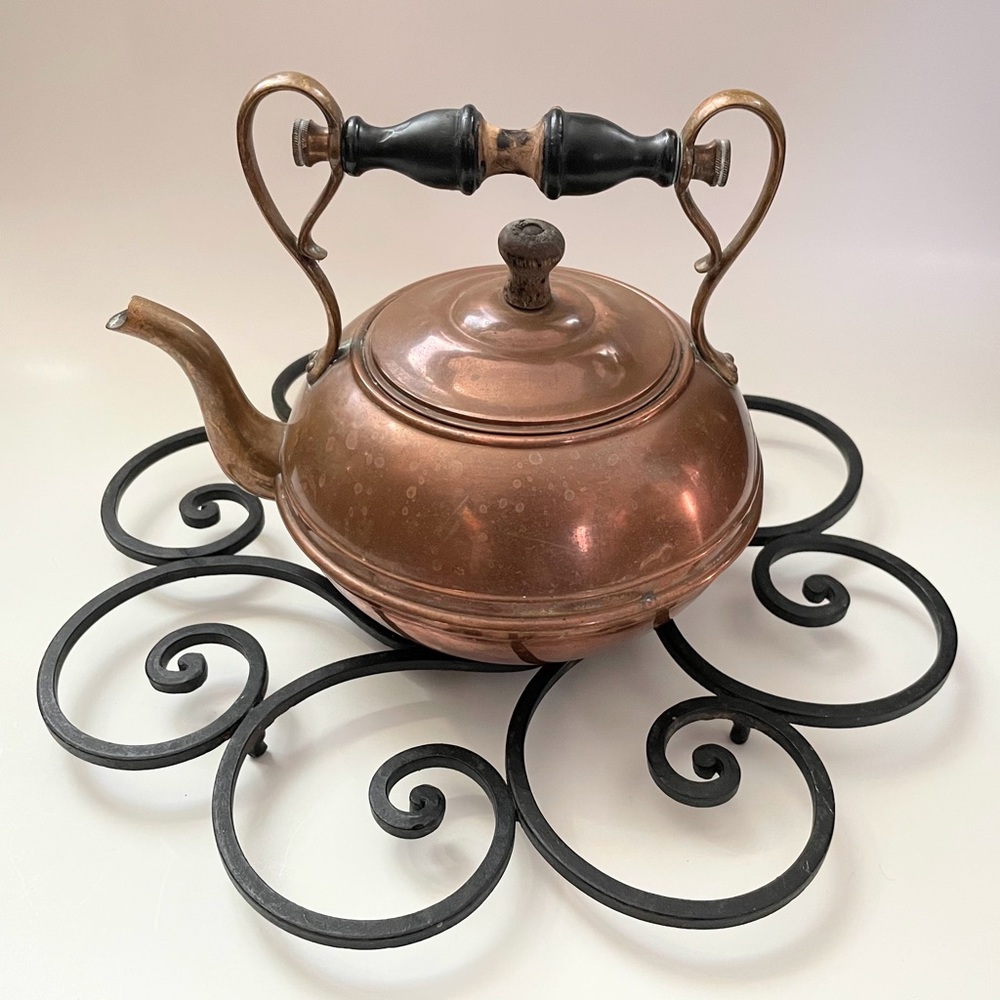 Vintage Iron Forged Trivet Wood Stove Wall Art Wrought Cottage Cabin Scroll Art